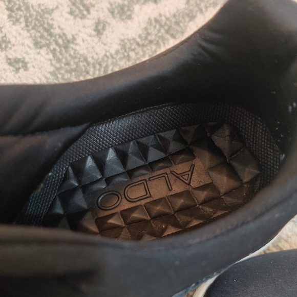 ALDO Men's Black Zip Up Detail Lace Up Active Slip On Casual Fashion Shoes 10 - Picture 8 of 12